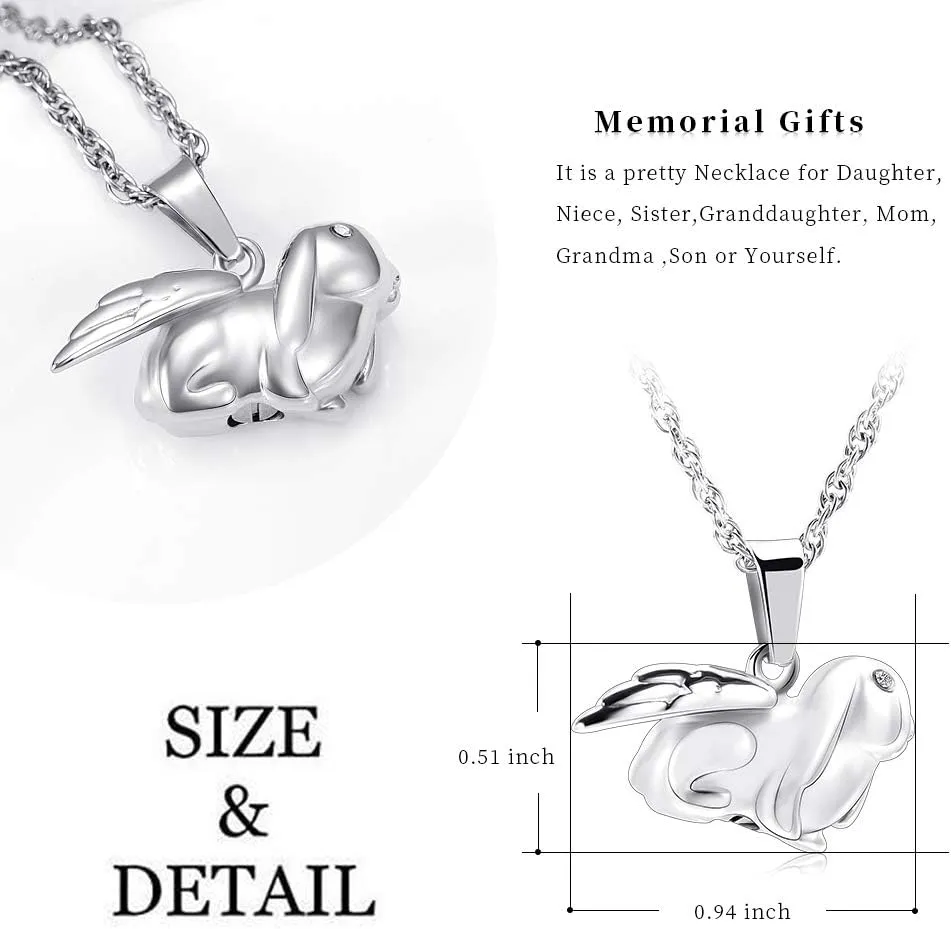 shajwo Bunny Rabbit Urn Necklaces for Ashes Cremation Jewelry for Ashes for Beloved Pet Loss Memorial Keepsakes Necklace for Women Men