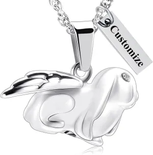shajwo Bunny Rabbit Urn Necklaces for Ashes Cremation Jewelry for Ashes for Beloved Pet Loss Memorial Keepsakes Necklace for Women Men