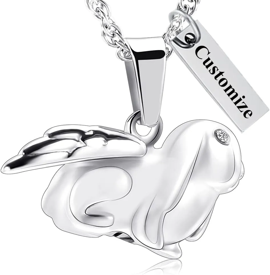 shajwo Bunny Rabbit Urn Necklaces for Ashes Cremation Jewelry for Ashes for Beloved Pet Loss Memorial Keepsakes Necklace for Women Men