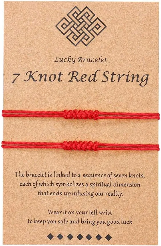 Shonyin 7 Knots Red String Bracelet Kabbalah Protection Thread Handmade String Bracelets Good Luck Gift for Women Men Family