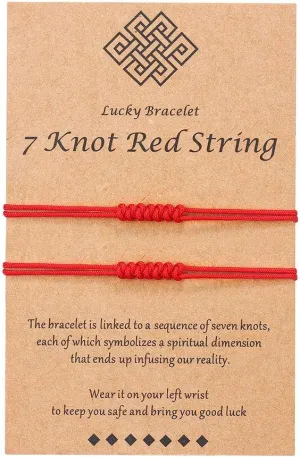 Shonyin 7 Knots Red String Bracelet Kabbalah Protection Thread Handmade String Bracelets Good Luck Gift for Women Men Family