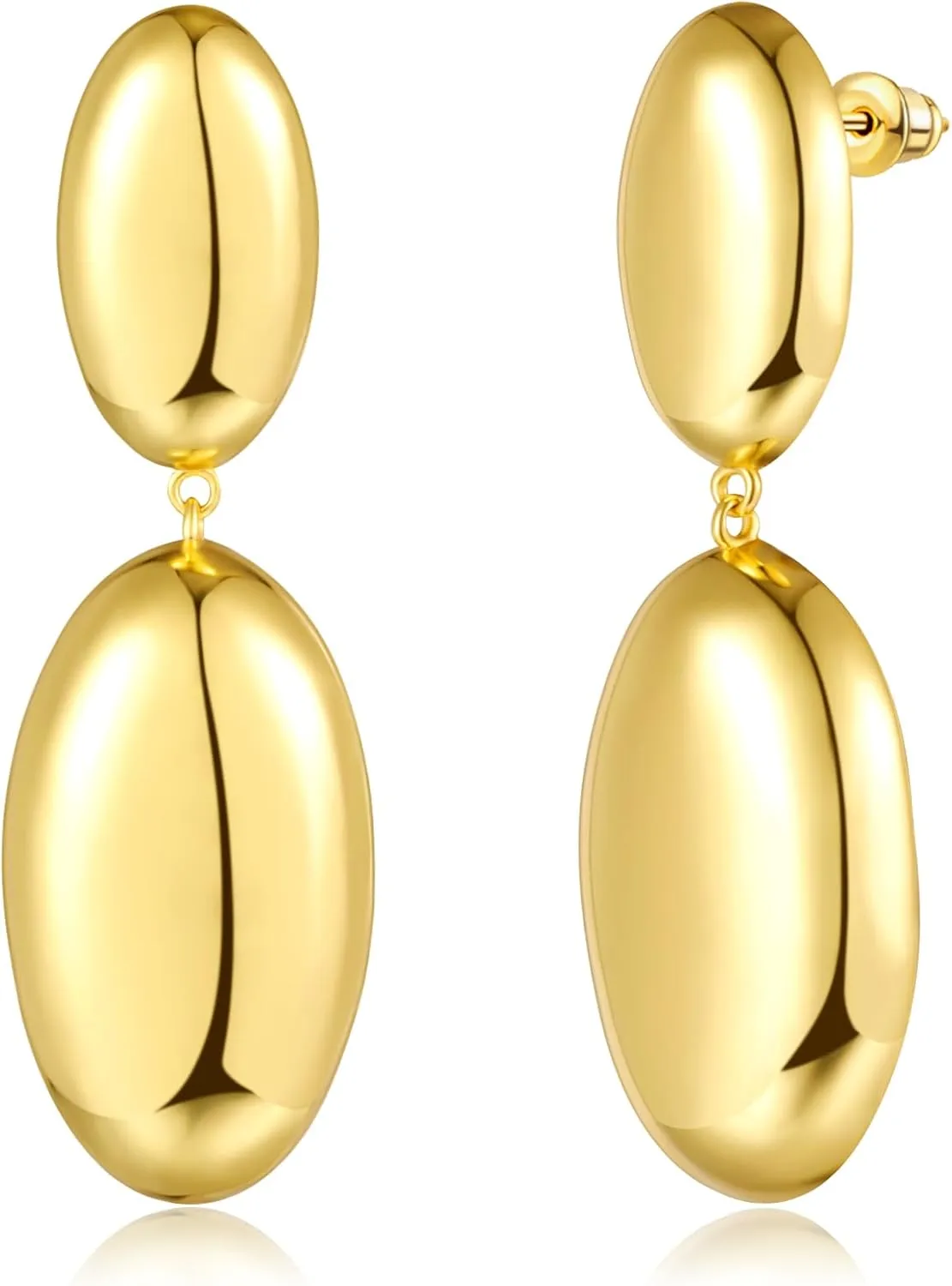 SHOWNII Post Teardrop Chunky Hoop Earrings - Lightweight 14K Real Gold Plated 925 Sterling Silver Dangle Earrings Drop Earrings, Hypoallergenic Fashion Jewelry for Women