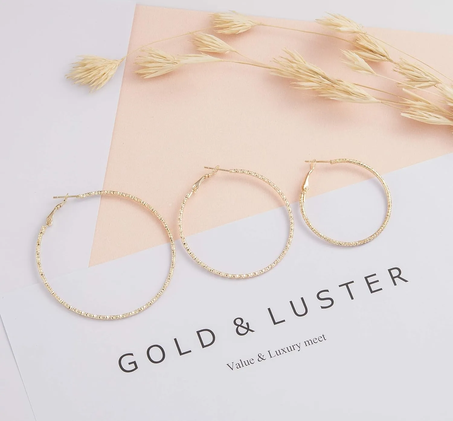 Silver And Gold Plate Hoop Earrings Set For Women Teen Jewelry Diamond Cut 3 Pairs Gold And Luster