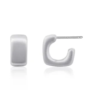 Silver Chunky Earring 925 Sterling Silver Statement Earrings Widen Thick Huggie Earrings Hypoallergenic Hoop Earrings for Women Trendy