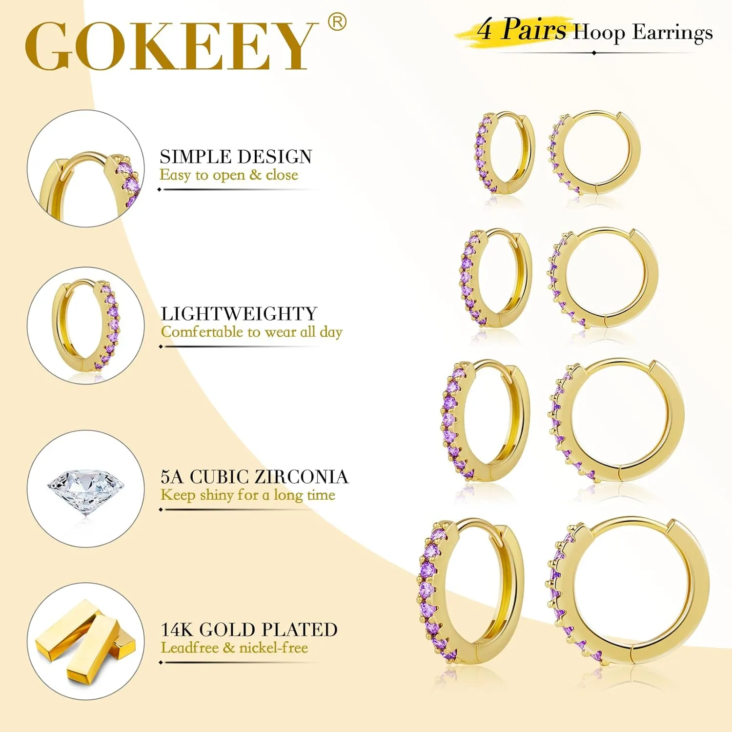 Silver Huggie Earrings for Women, Hypoallergenic S925 Sterling Silver Cubic Zirconia Small Hoop Earrings for Women, Cute Tiny Tragus Cartilage Earrings Sets for Multiple Piercing jewelry Gifts