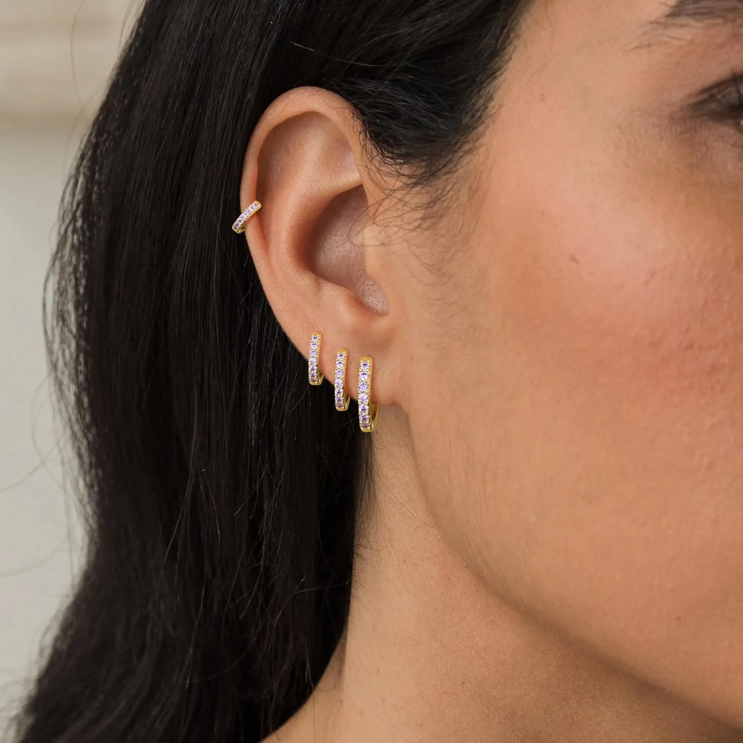 Silver Huggie Earrings for Women, Hypoallergenic S925 Sterling Silver Cubic Zirconia Small Hoop Earrings for Women, Cute Tiny Tragus Cartilage Earrings Sets for Multiple Piercing jewelry Gifts