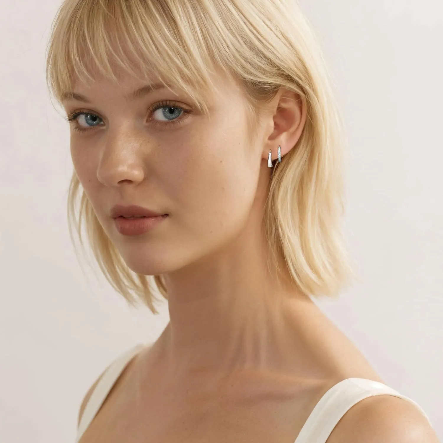 Silver Opal Earrings Set For Women,Sterling Silver Opal Earrings,14k Blue Opals Jewelry Stud Dainty Cartilage Earring,Earring Stack Cartilage Stackable,Birthday Mother's Day Gift For Mom Wife