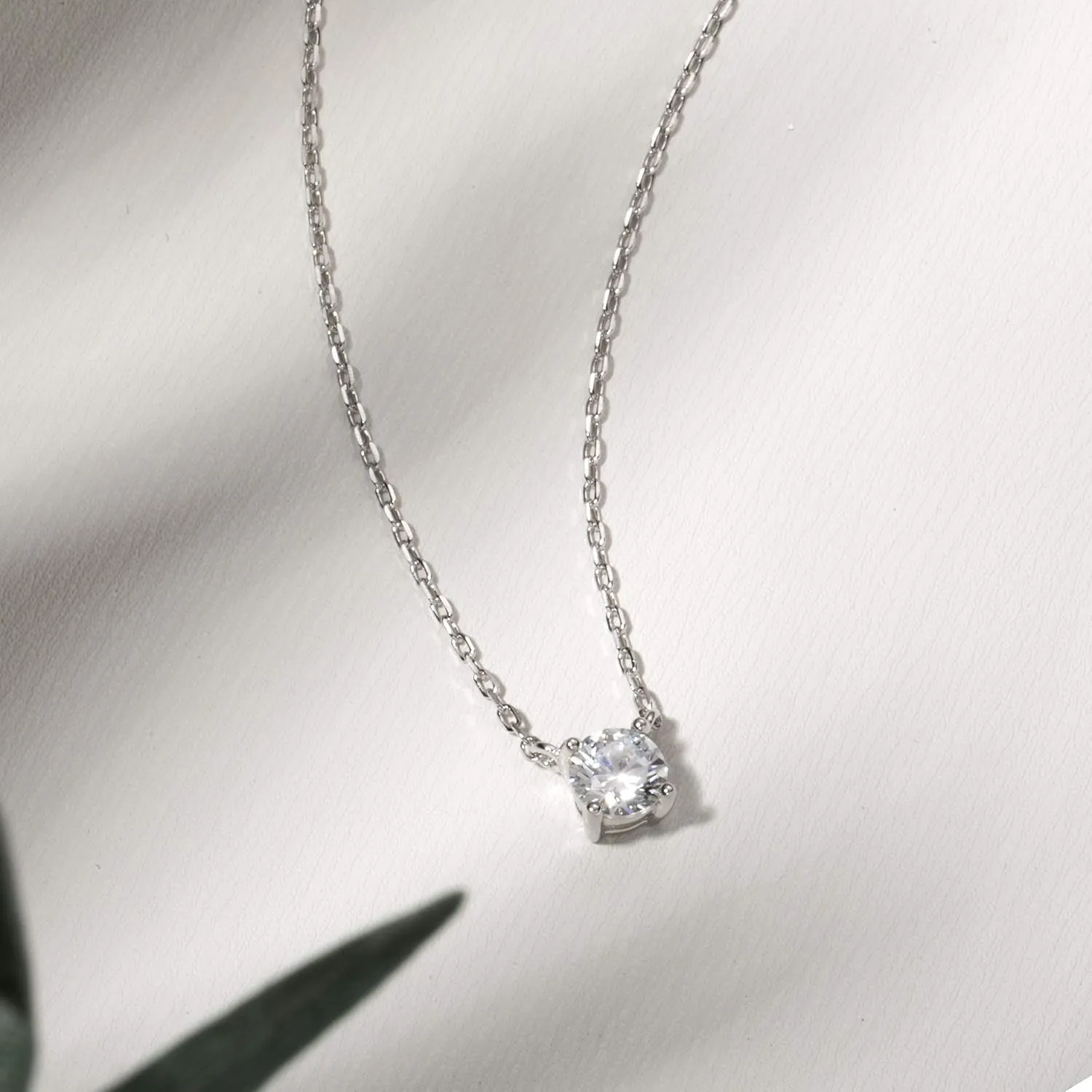 S.Leaf Diamond Necklace Pendant Cubic Zirconia Tennis Necklace Solitaire Choker Necklace for Women Sterling Silver Gold Plated Necklaces Birthday Gifts for Women