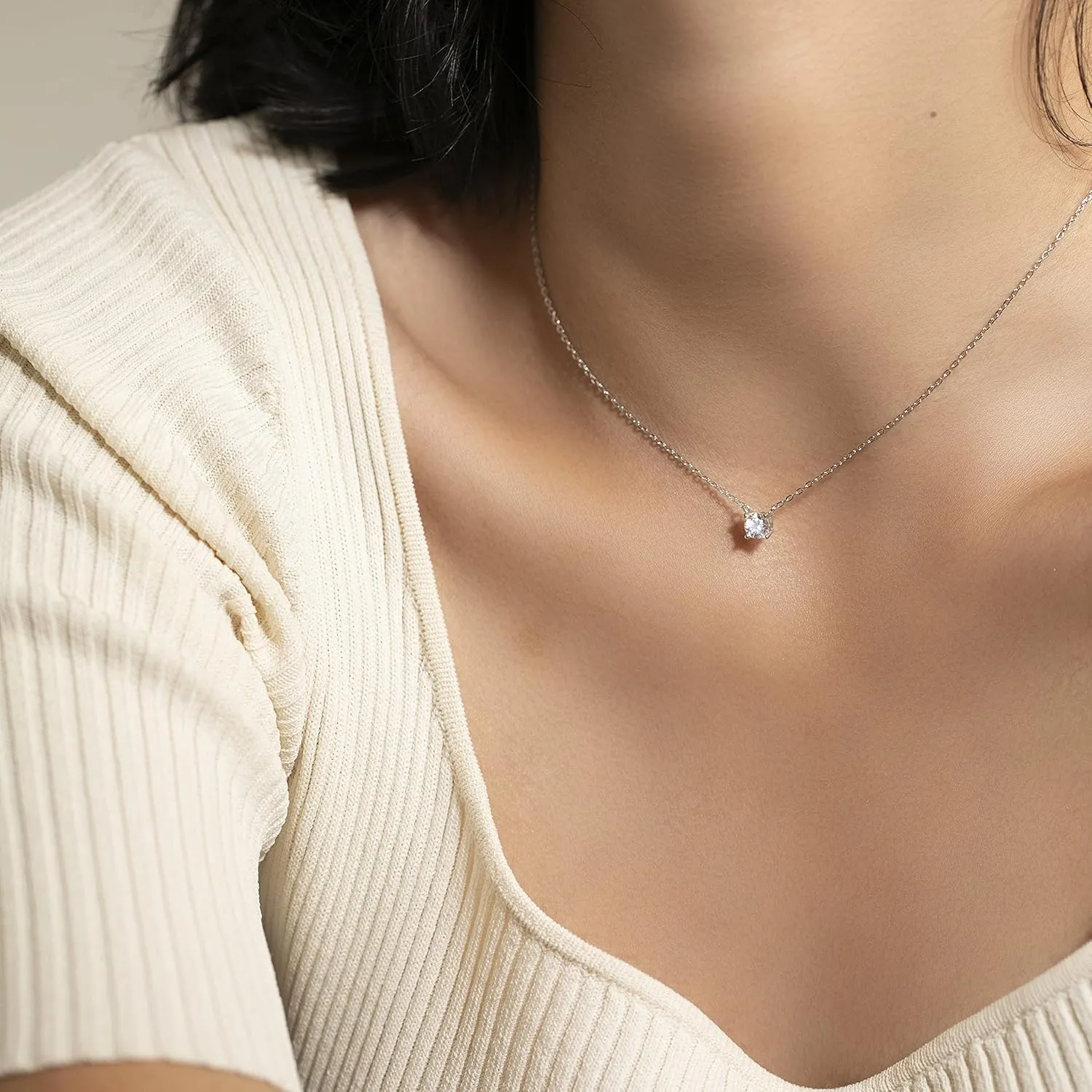 S.Leaf Diamond Necklace Pendant Cubic Zirconia Tennis Necklace Solitaire Choker Necklace for Women Sterling Silver Gold Plated Necklaces Birthday Gifts for Women