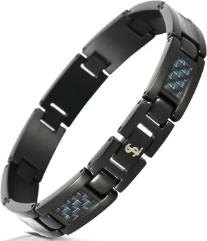 Smarter LifeStyle Elegant Surgical Grade Steel Carbon Fiber Mens Bracelet  Adjustable Many Color Options, Mens Jewelry Bracelet for Men