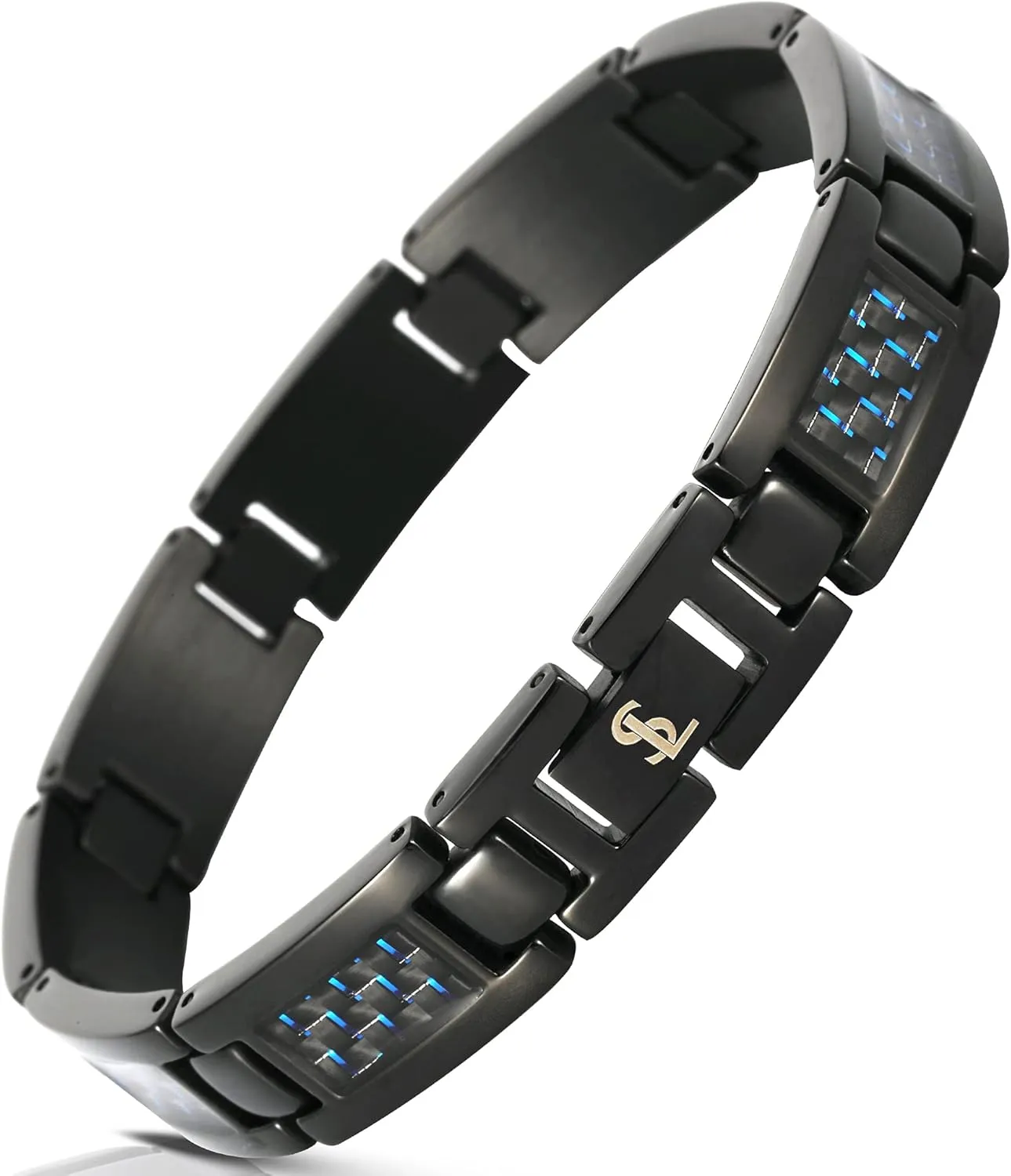 Smarter LifeStyle Elegant Surgical Grade Steel Carbon Fiber Mens Bracelet  Adjustable Many Color Options, Mens Jewelry Bracelet for Men