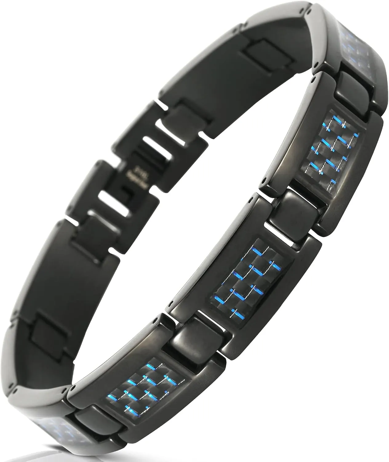 Smarter LifeStyle Elegant Surgical Grade Steel Carbon Fiber Mens Bracelet  Adjustable Many Color Options, Mens Jewelry Bracelet for Men