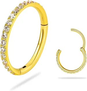 SmileBelle 14K Gold Hinged Nose Rings Hoop for Women 20G, 316L Surgical Steel Clicker Septum Ring, Hoop Huggie Earring for Upper Lobe Cartilage Helix Piercing Jewelry (8mm, 6mm,10mm)