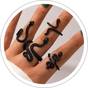 Snake Ring Silver Snake Rings for Women Phoenix Ring Adjustable Vintage Rings Punk Goth Rings Gold Snake Silver Ring Set Snake Jewelry