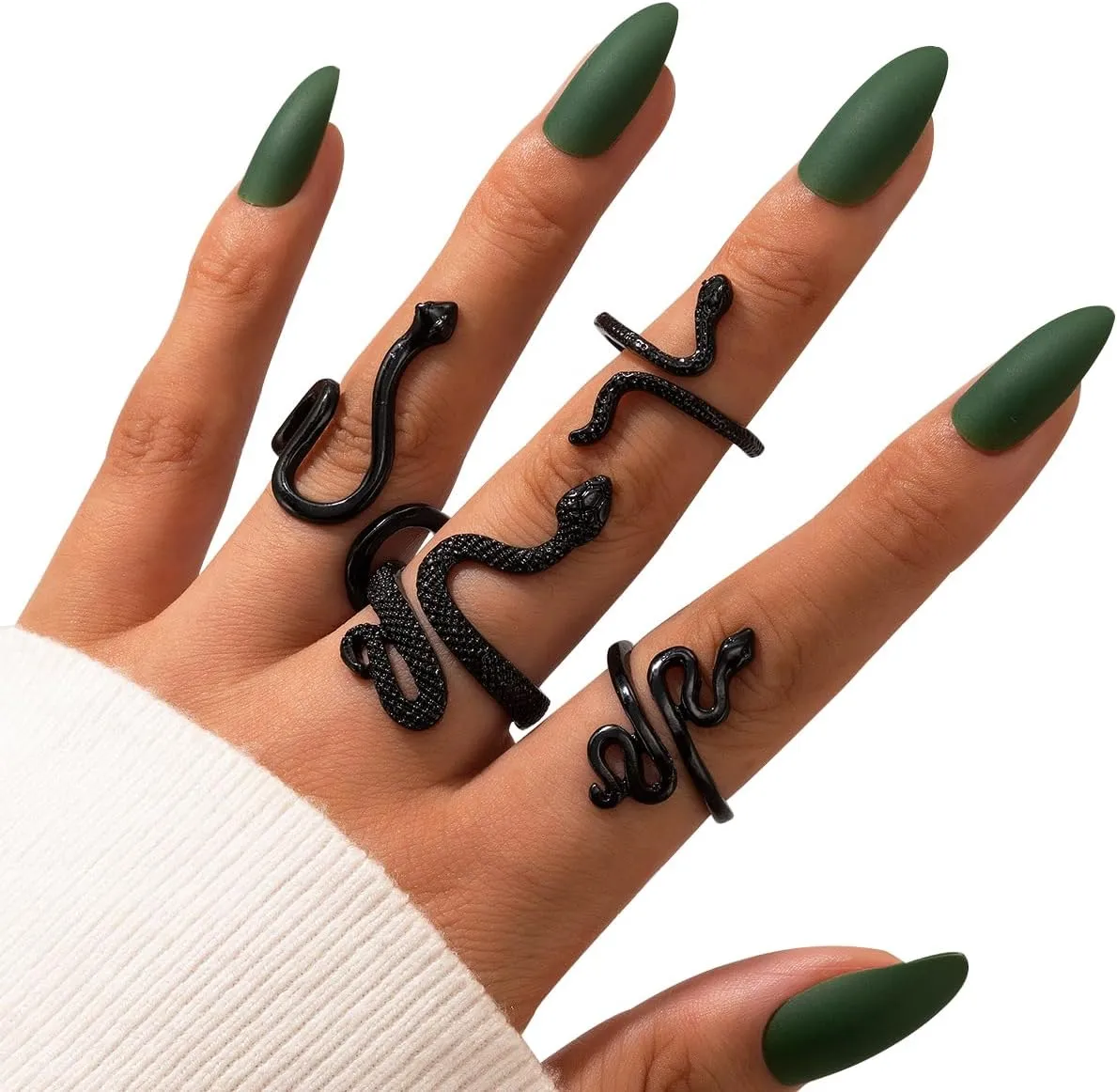 Snake Ring Silver Snake Rings for Women Phoenix Ring Adjustable Vintage Rings Punk Goth Rings Gold Snake Silver Ring Set Snake Jewelry