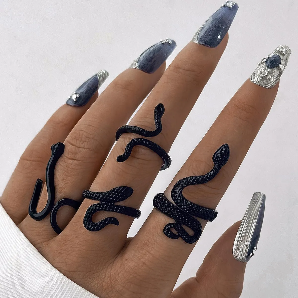 Snake Ring Silver Snake Rings for Women Phoenix Ring Adjustable Vintage Rings Punk Goth Rings Gold Snake Silver Ring Set Snake Jewelry