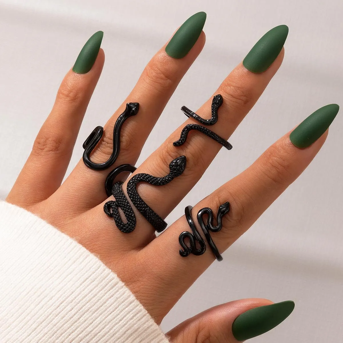 Snake Ring Silver Snake Rings for Women Phoenix Ring Adjustable Vintage Rings Punk Goth Rings Gold Snake Silver Ring Set Snake Jewelry
