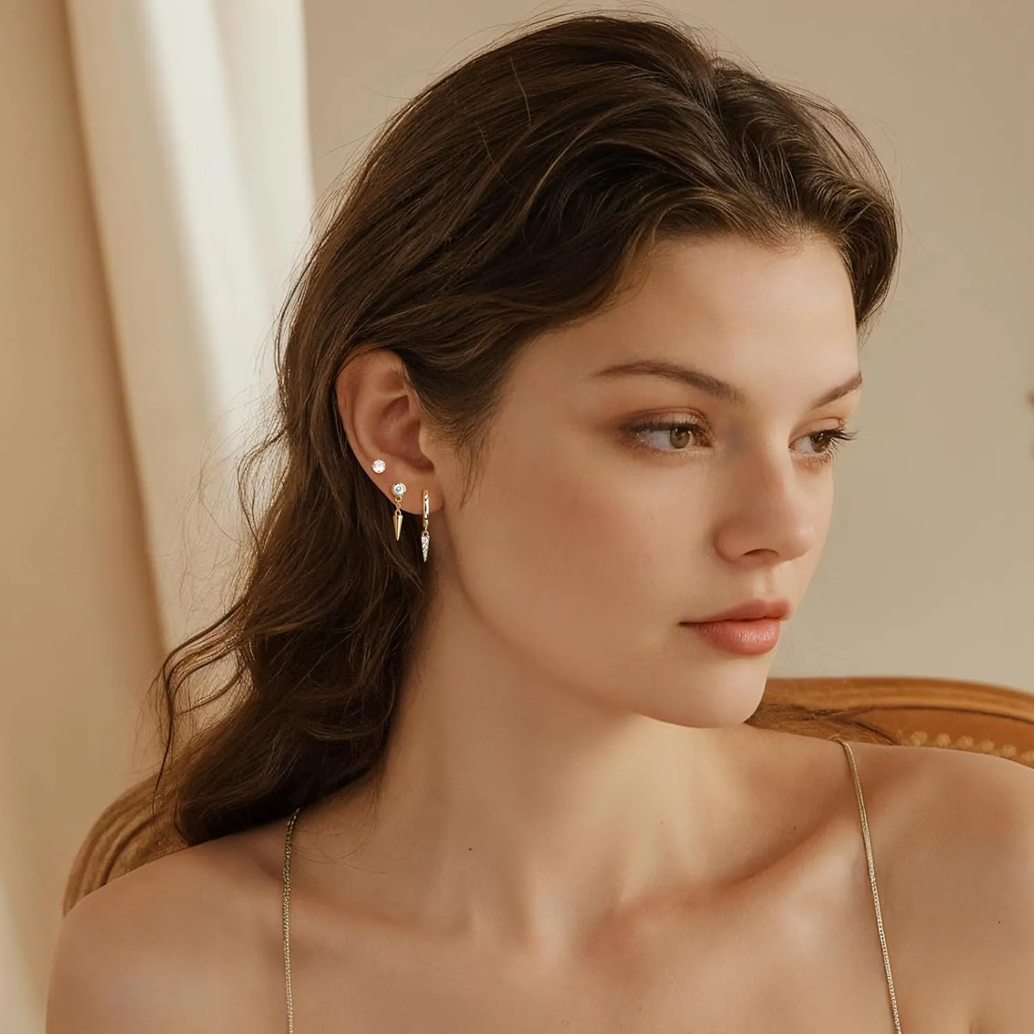 SNZM S925 Earrings Set for Women, S925 Sterling Silver Dainty Huggie Hoop Earrings, 3 Pairs Hypoallergenic Earrings Trendy Small Gold Earring Stacks Multiple Piercing,Start Earrings Set