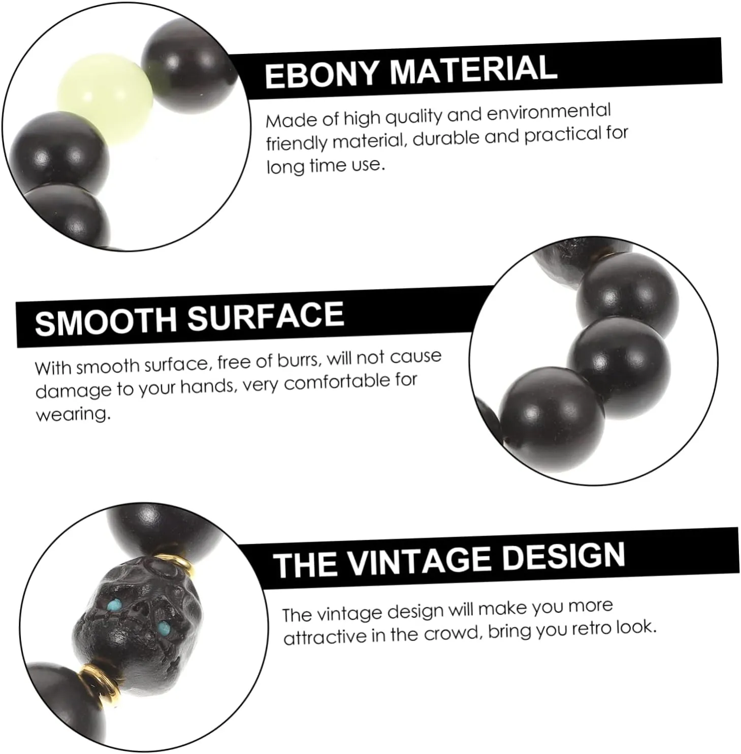 SOIMISS 1pc Ebony Bracelet Buddhist Beads Pendant Buddhist Beads Bracelets Ebony Jewelry Buddhist Chain Wood