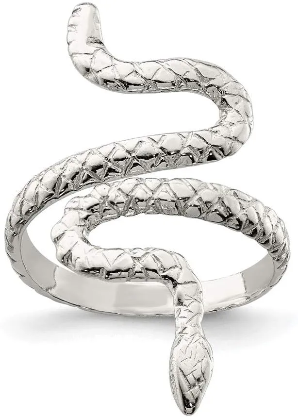 Solid 925 Sterling Silver Snake Ring Band Size 8