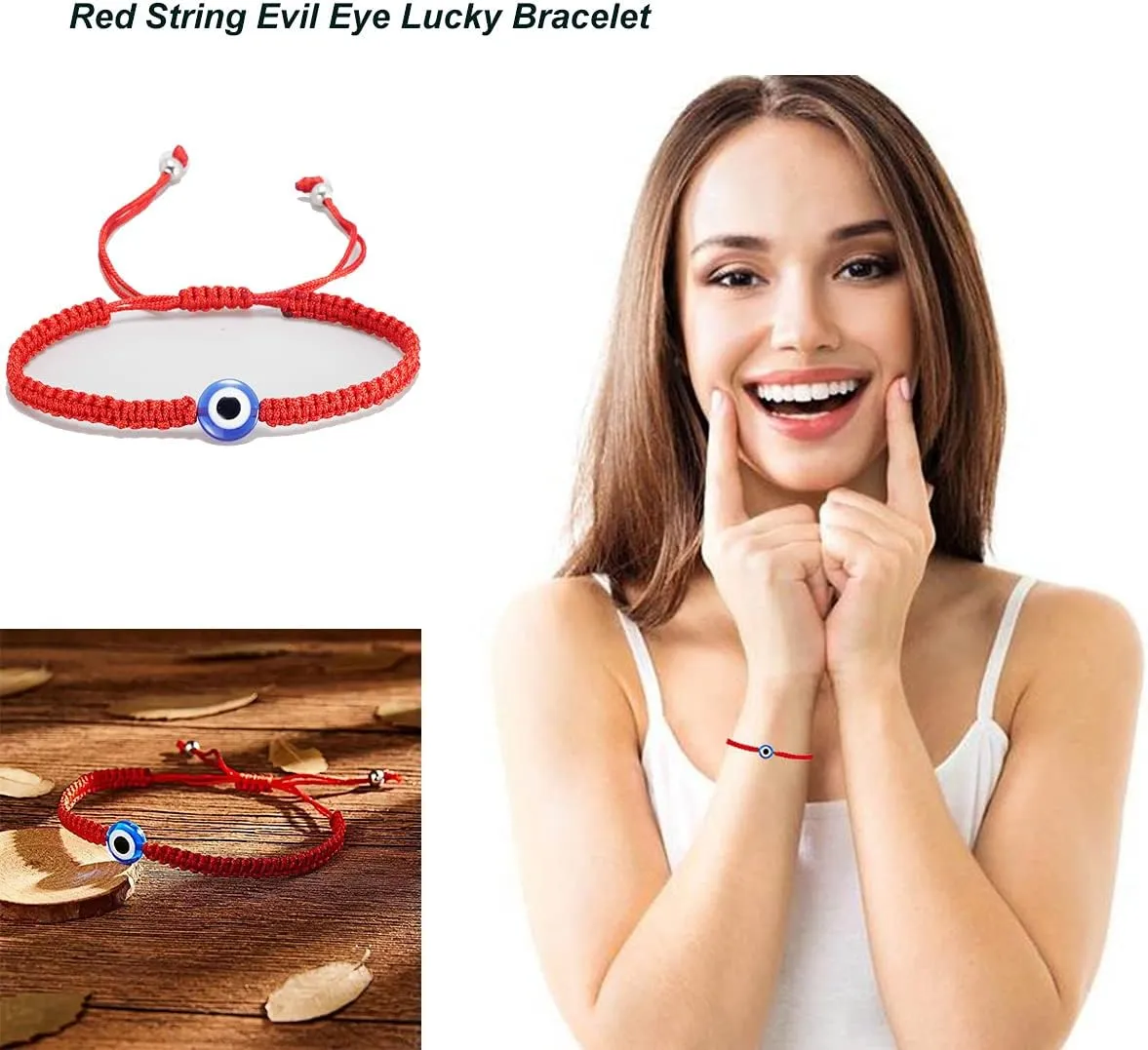 SONNYX 16 Set Evil Eye String Kabbalah Bracelets 7 Knots Bracelets Adjustable Hand-Woven Red Rope Cord Thread Braided Bracelet Protection Lucky Amulet Bracelet for Women Men