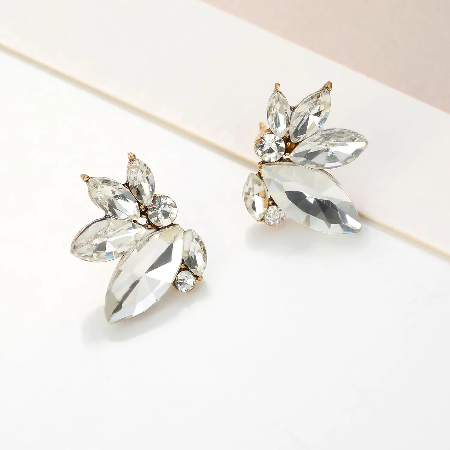 Sparkly Rhinestone Drop Earring Dainty Faux Crystal Earring Studs for Women Wedding Prom Party