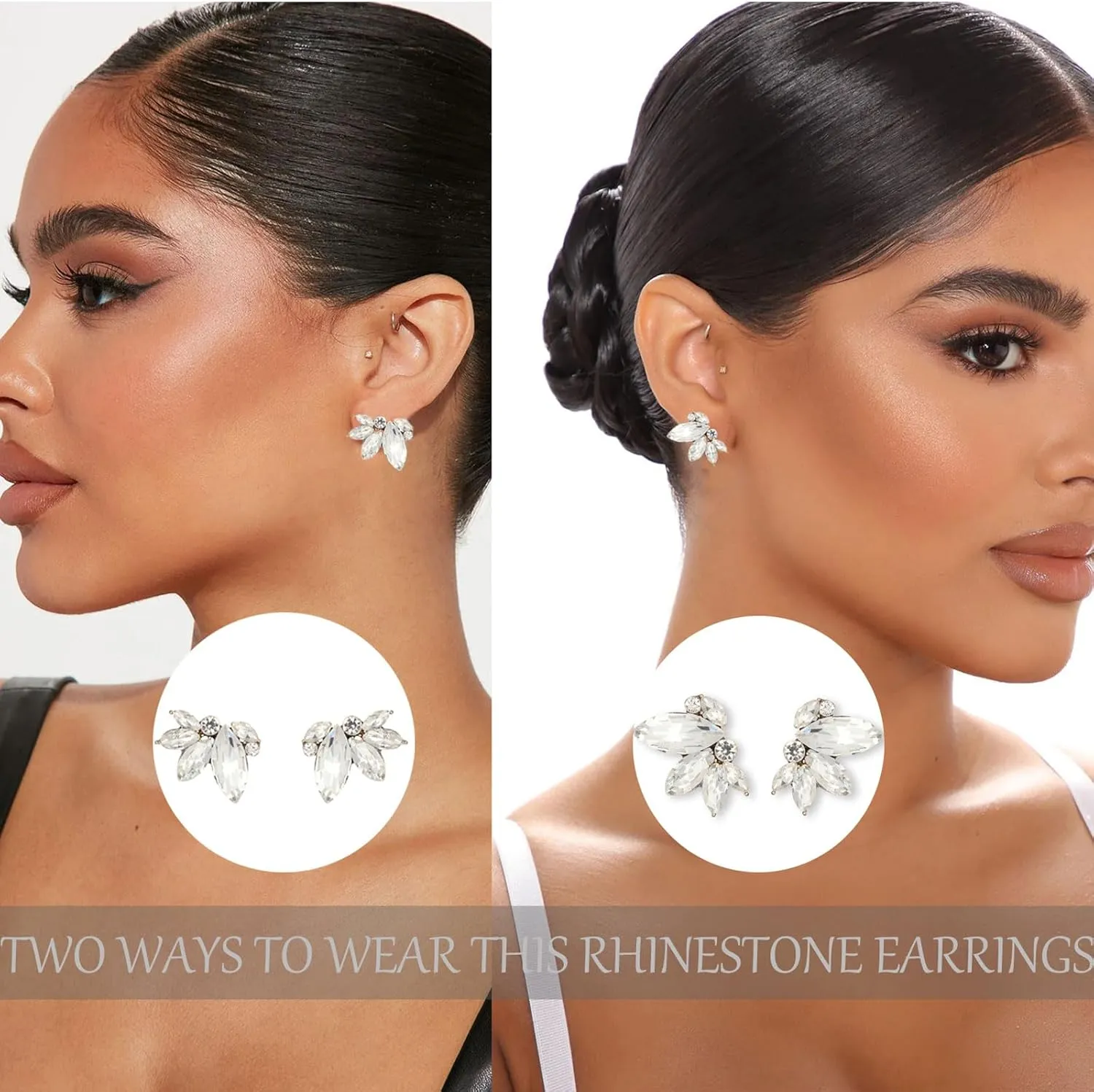 Sparkly Rhinestone Drop Earring Dainty Faux Crystal Earring Studs for Women Wedding Prom Party