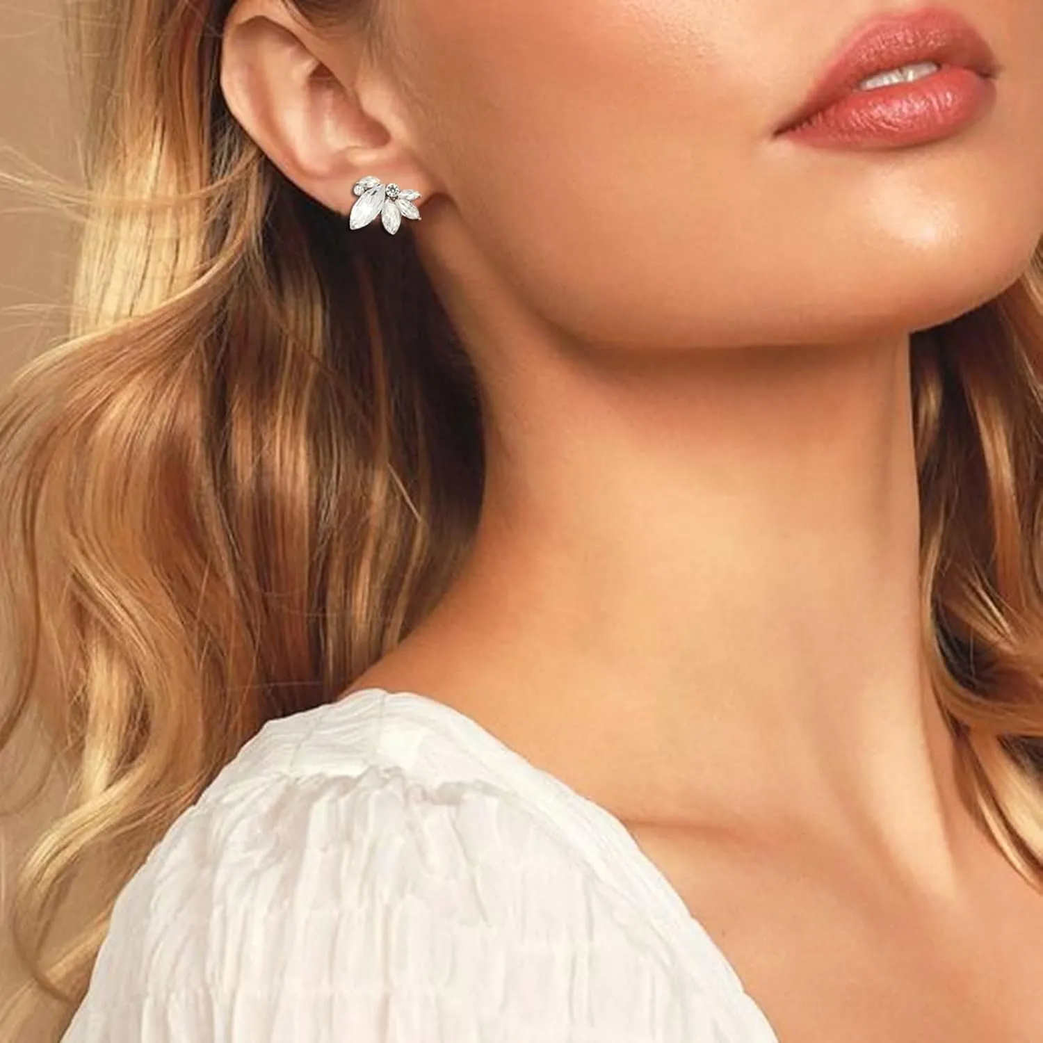 Sparkly Rhinestone Drop Earring Dainty Faux Crystal Earring Studs for Women Wedding Prom Party