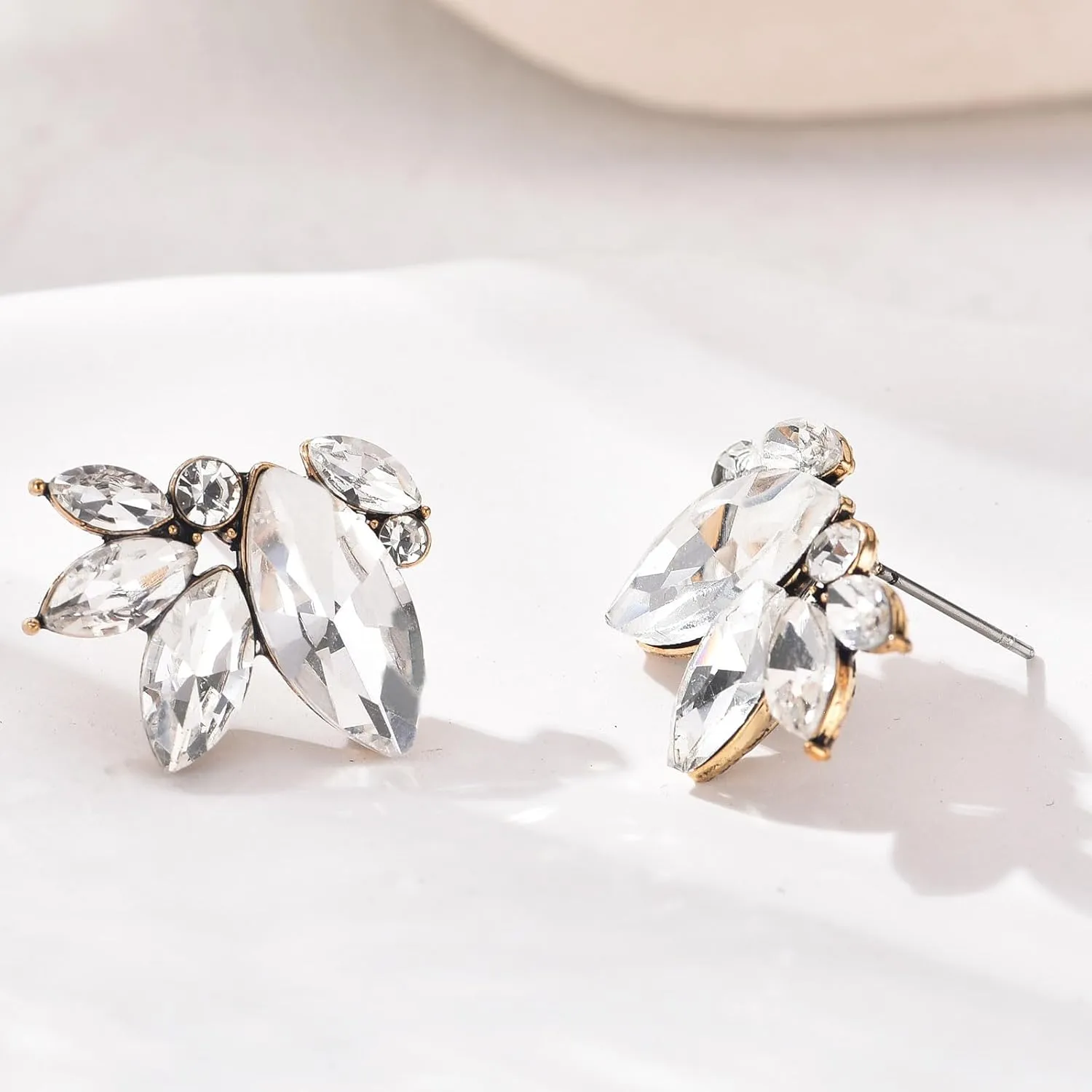 Sparkly Rhinestone Drop Earring Dainty Faux Crystal Earring Studs for Women Wedding Prom Party