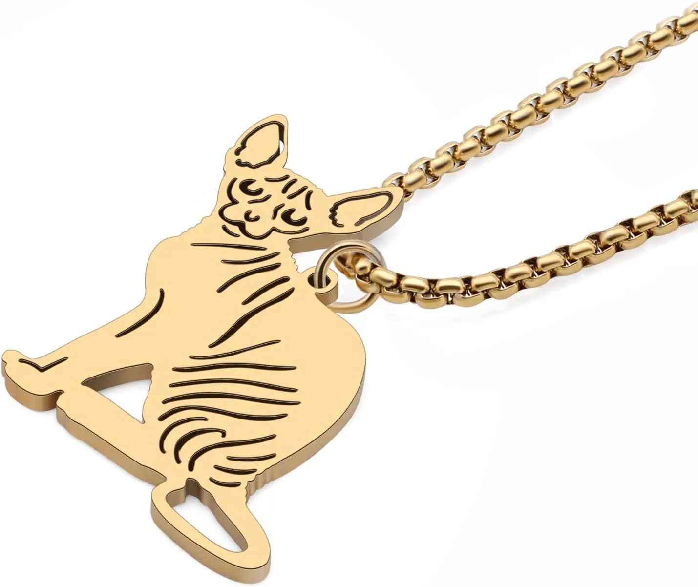 Stainless Steel Animal Cat Necklace Pendant for Women 18K Gold Silver Plated Cute Kitten Necklaces Minimalist Jewelry Gifts for Her Cat Lovers Charms