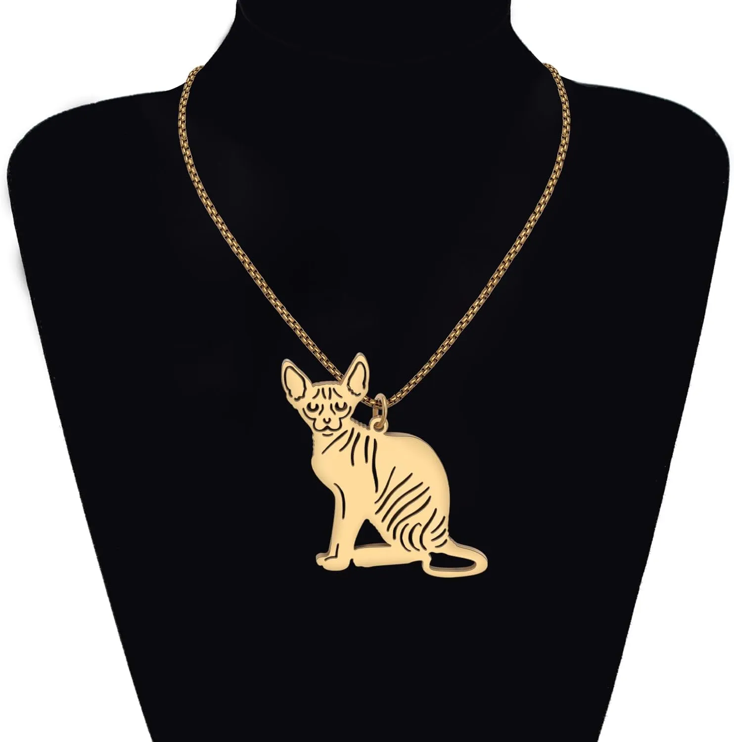 Stainless Steel Animal Cat Necklace Pendant for Women 18K Gold Silver Plated Cute Kitten Necklaces Minimalist Jewelry Gifts for Her Cat Lovers Charms