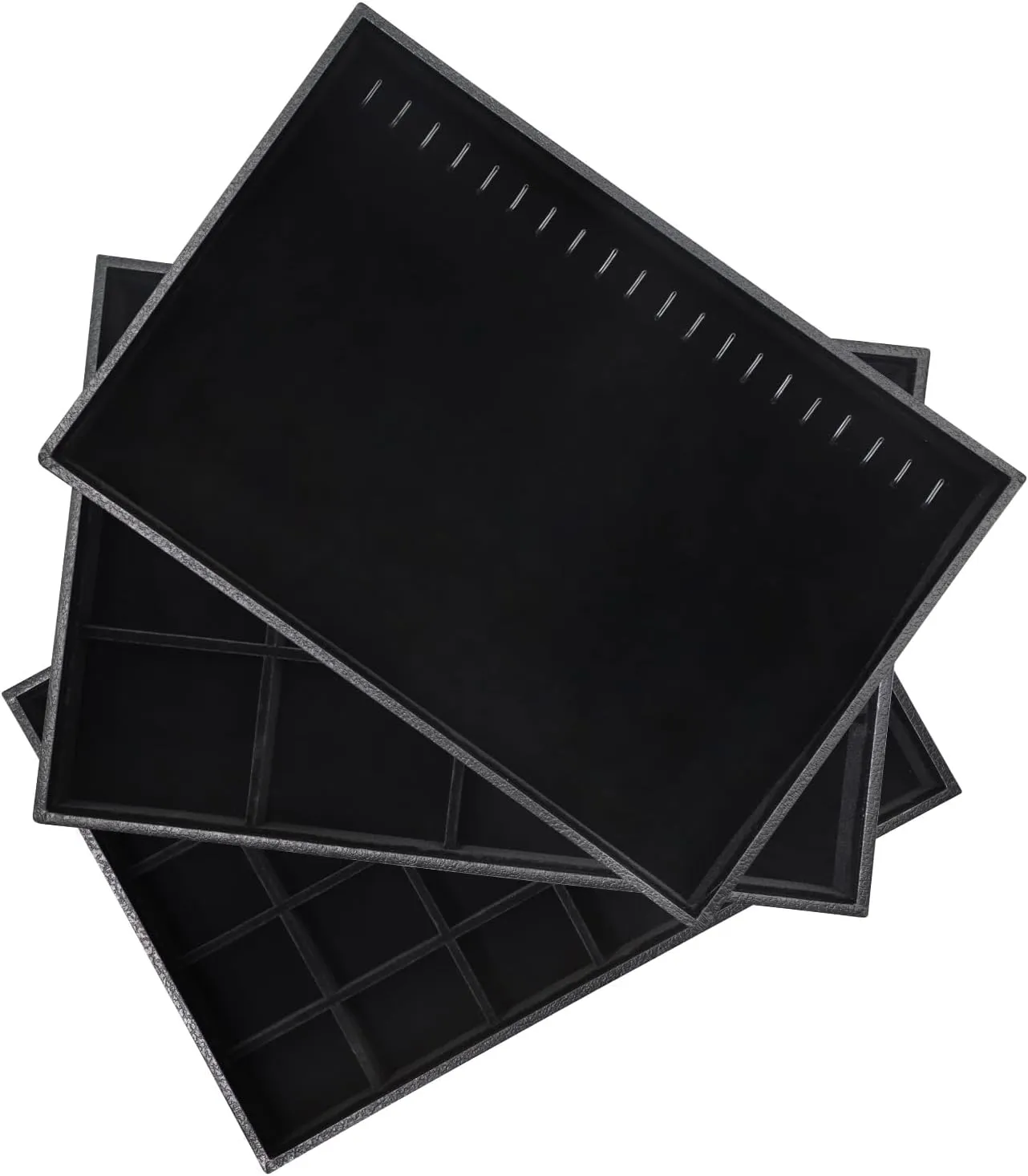 Stratalife Jewelry Trays Jewelry Organizer Earring Storage Drawer Jewelry Organizer Tray Drawer Insert Jewelry Storage with Removable Dividers For Women Set Of 3 Black