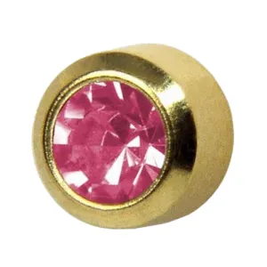 Studex October/Rose Regular 4mm Gold Plated Bezel Setting Ear Piercing Stud Earrings Birthstone