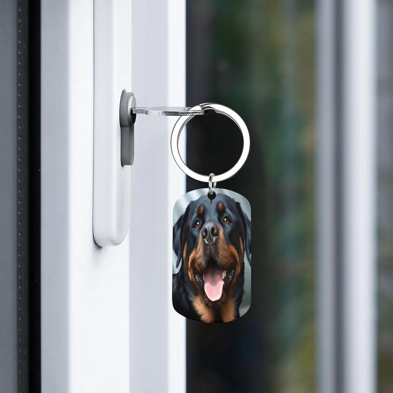 Sublimation Keychain Double Sided Keychains Fashion Rottweiler Dogs Tongue Face Printing Key Chain For Keychain Decor