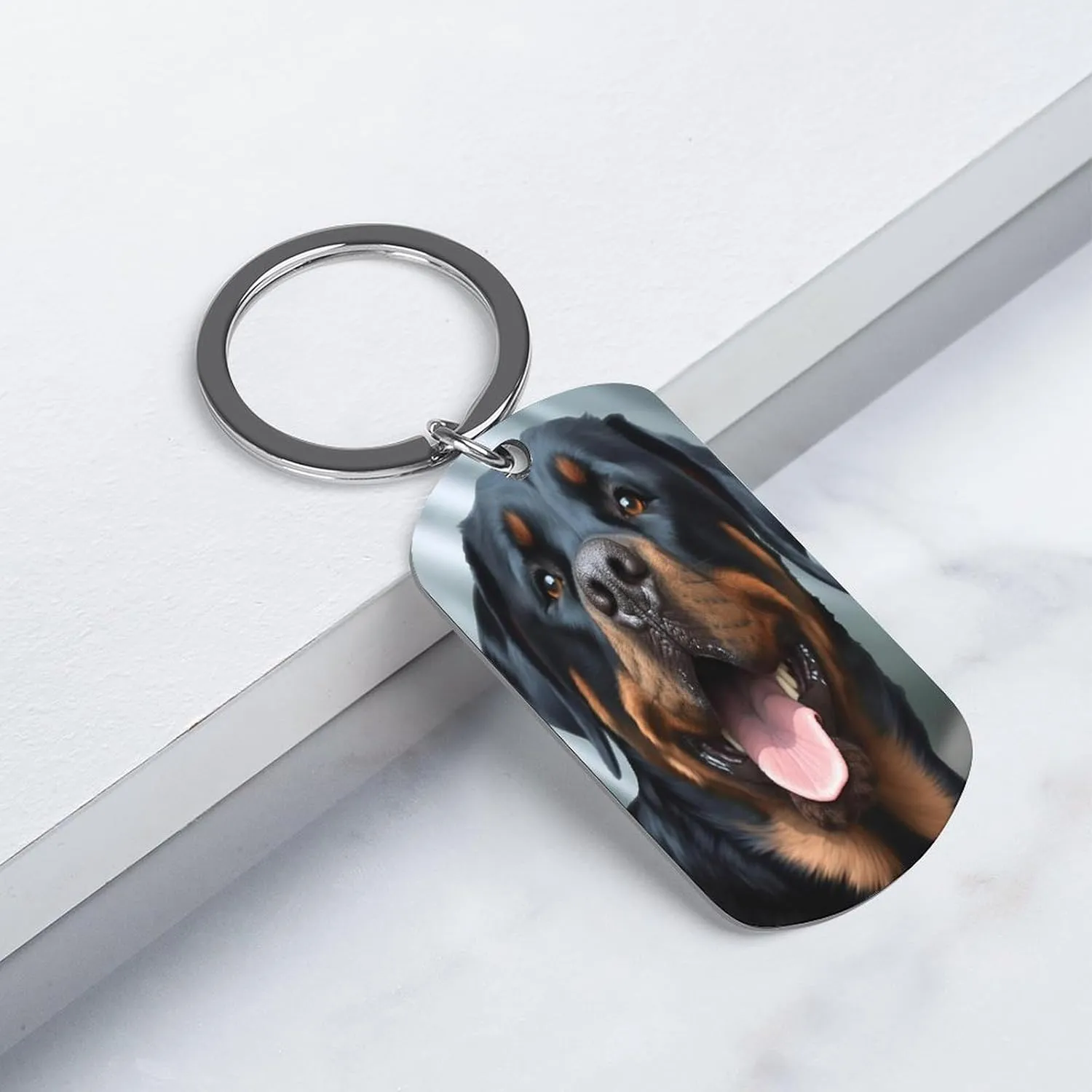 Sublimation Keychain Double Sided Keychains Fashion Rottweiler Dogs Tongue Face Printing Key Chain For Keychain Decor