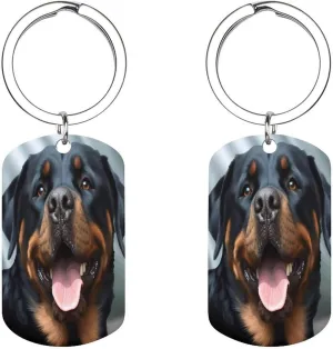Sublimation Keychain Double Sided Keychains Fashion Rottweiler Dogs Tongue Face Printing Key Chain For Keychain Decor