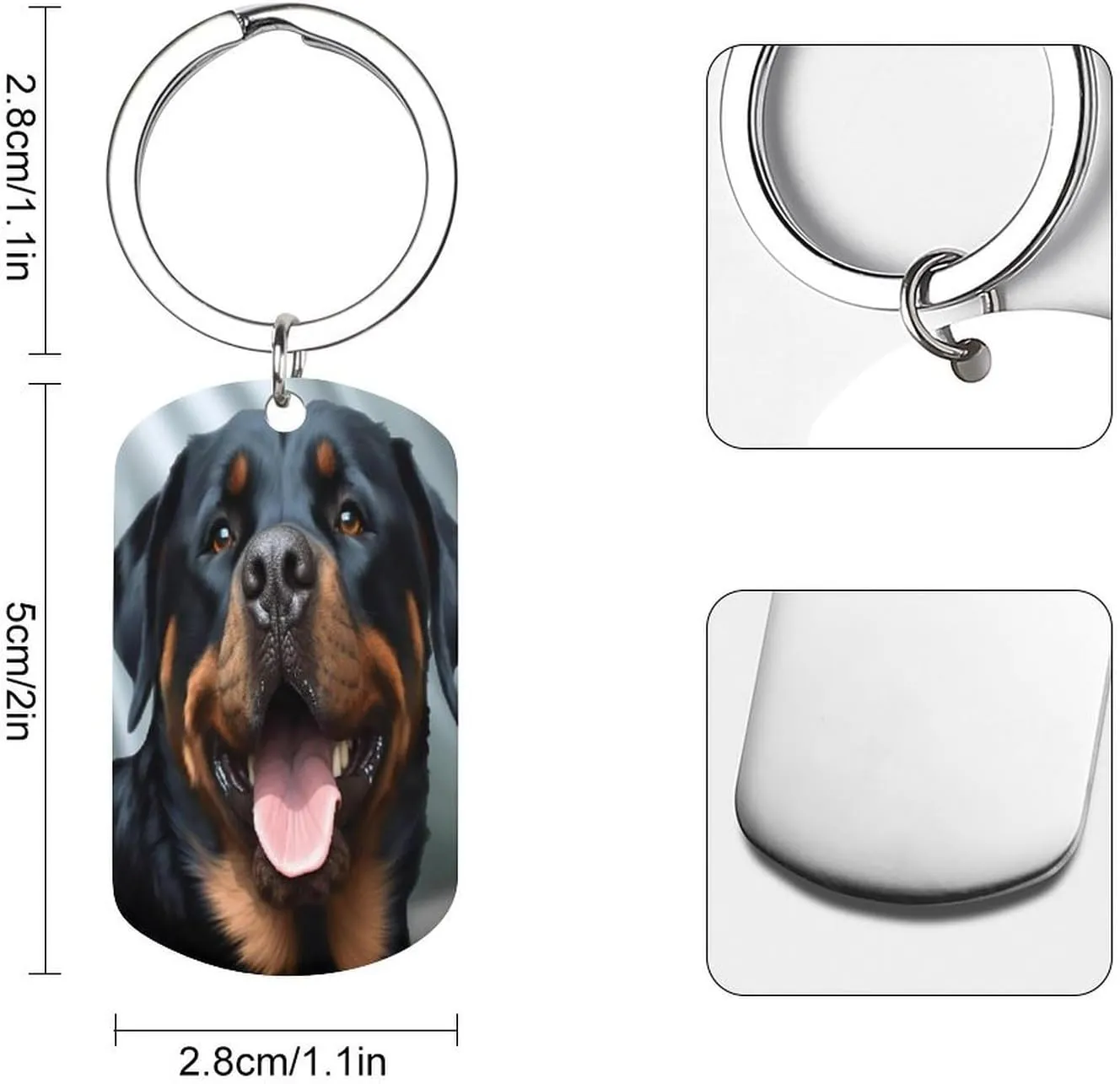 Sublimation Keychain Double Sided Keychains Fashion Rottweiler Dogs Tongue Face Printing Key Chain For Keychain Decor