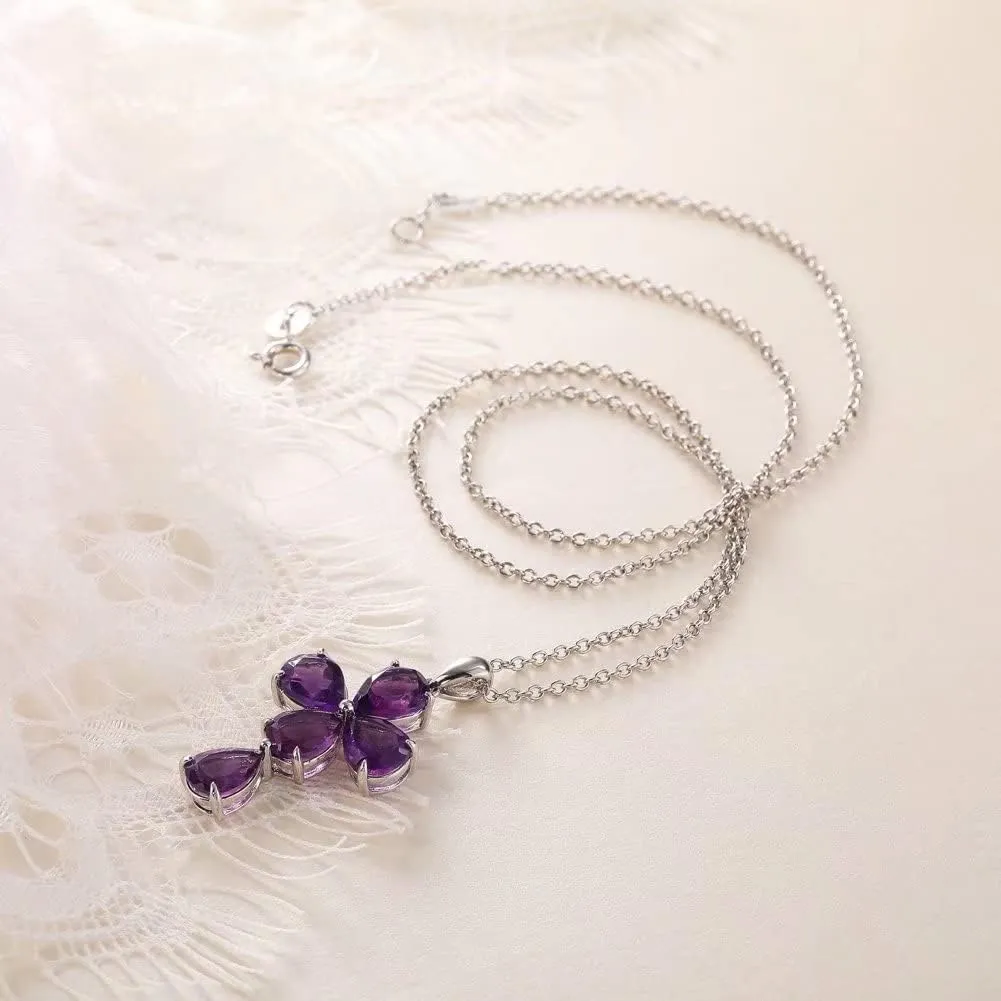 supermodel Peridot/Amethyst/Turquoise Cross Pendant Necklace Rhodium Plated Sterling Silver Chain with Cross Religious Christian Christmas Jewelry Luxury Diamond Cross Necklaces for Women