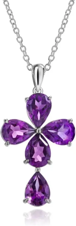 supermodel Peridot/Amethyst/Turquoise Cross Pendant Necklace Rhodium Plated Sterling Silver Chain with Cross Religious Christian Christmas Jewelry Luxury Diamond Cross Necklaces for Women