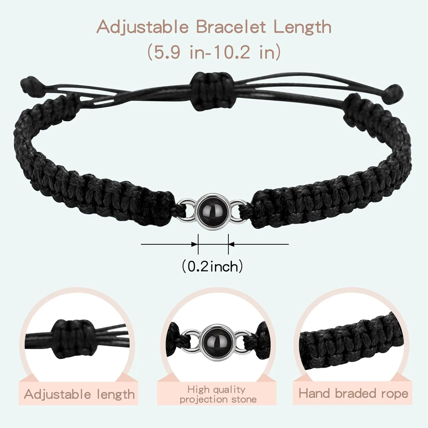 SUPHELPU Custom Bracelets with Picture inside, Customized Projection Bracelets with Photos, Picture Bracelet Personalized Photo, Women's Italian Style Bracelet, Memorial Gifts for Women/Men/Dog/Cat