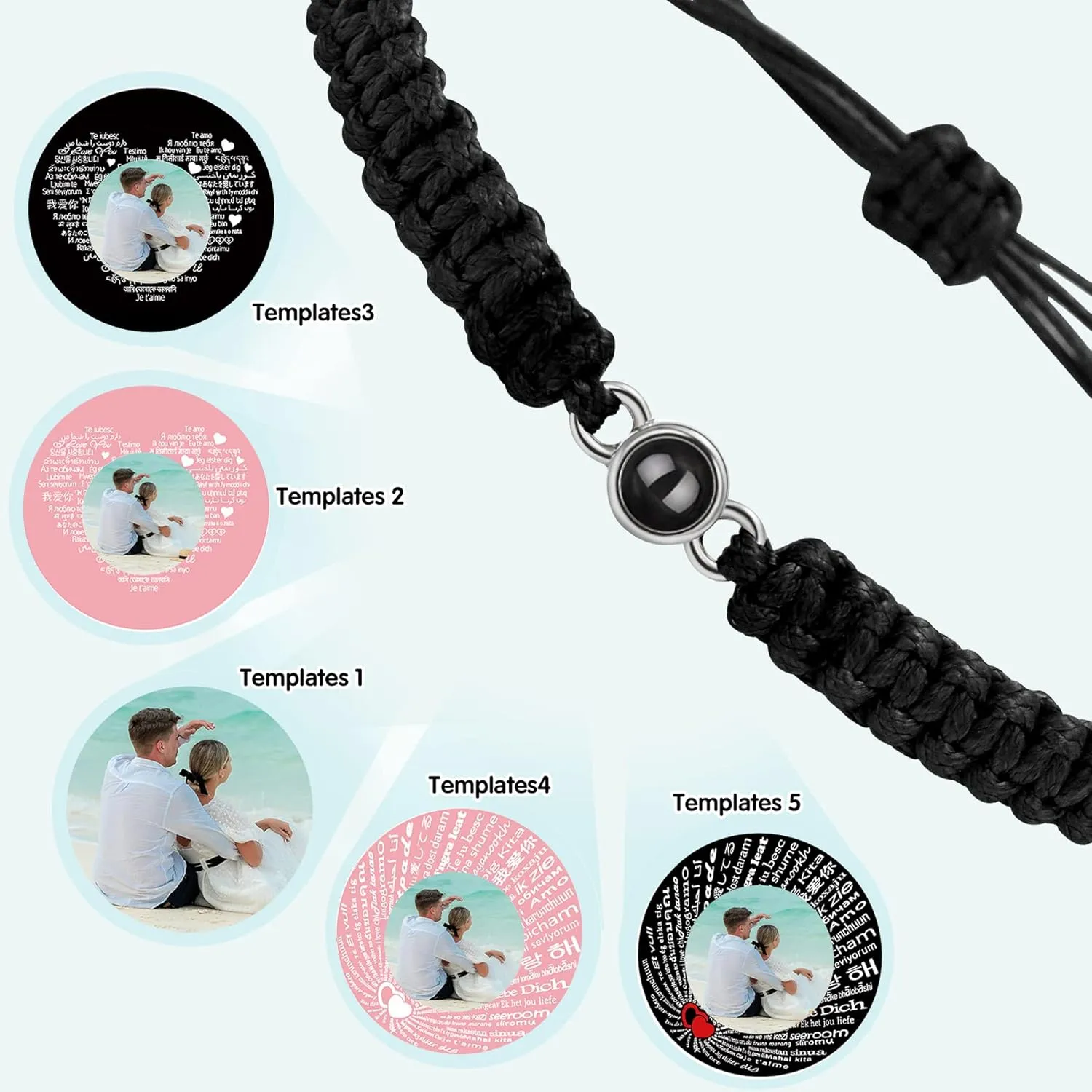 SUPHELPU Custom Bracelets with Picture inside, Customized Projection Bracelets with Photos, Picture Bracelet Personalized Photo, Women's Italian Style Bracelet, Memorial Gifts for Women/Men/Dog/Cat