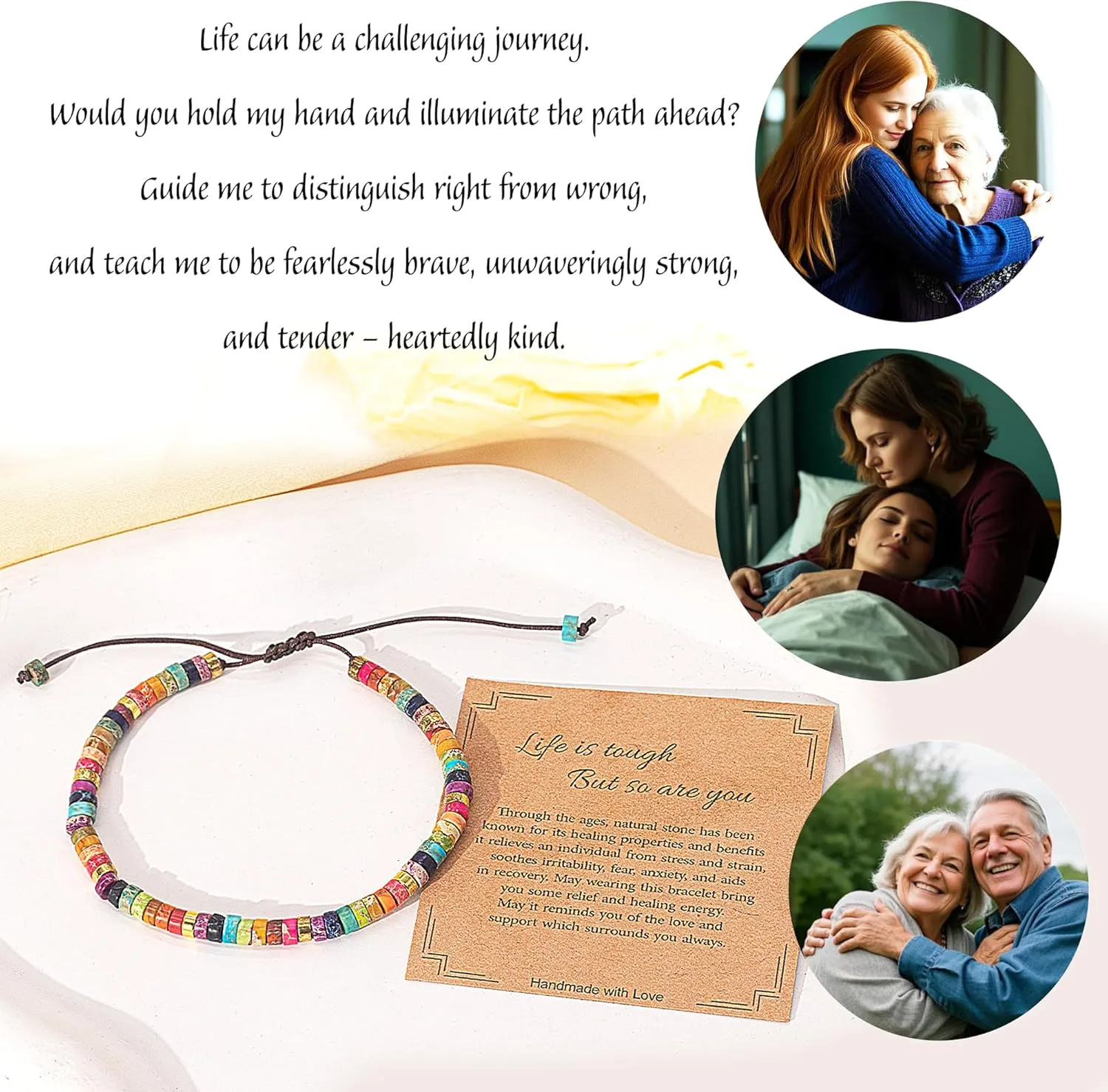 TAGOMEI Inspirational Gifts Bracelets for Women Bestie Friendship Get Well Graduation Gifts for Her Women Best Friends Mom Daughter Sister Healing Natural Stone Bracelets Mothers Day Birthday Gift