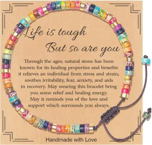 TAGOMEI Inspirational Gifts Bracelets for Women Bestie Friendship Get Well Graduation Gifts for Her Women Best Friends Mom Daughter Sister Healing Natural Stone Bracelets Mothers Day Birthday Gift
