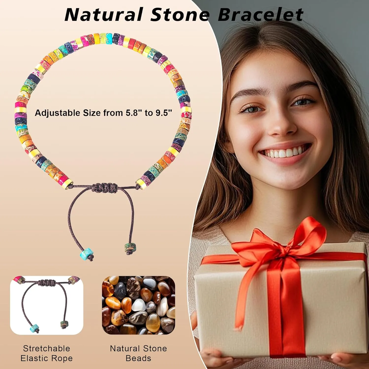 TAGOMEI Inspirational Gifts Bracelets for Women Bestie Friendship Get Well Graduation Gifts for Her Women Best Friends Mom Daughter Sister Healing Natural Stone Bracelets Mothers Day Birthday Gift
