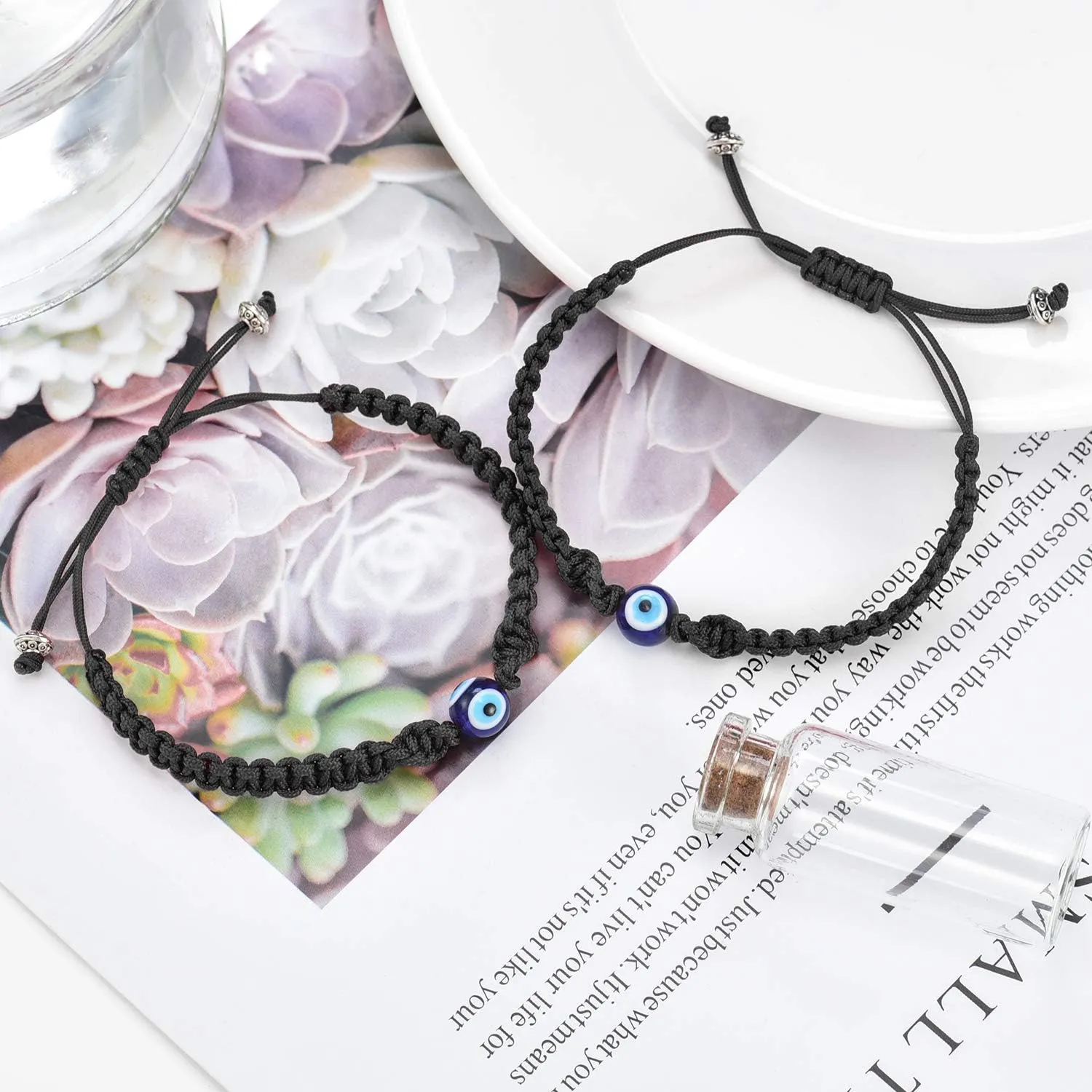 Tarsus Big Evil Eye Adjustable Bracelet Kabbalah Red String Amulet Nazar for Family Couple Bestfriend Women Men Girls