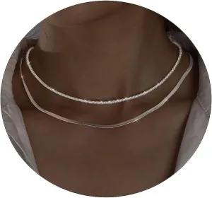 Tasiso Dainty Silver Choker Necklace for Women Simple Chain Necklaces Shining Dots Sparkle Prom Necklace Cute Satellite Bead Link Exquisite Jewelry GiftsRope Snake