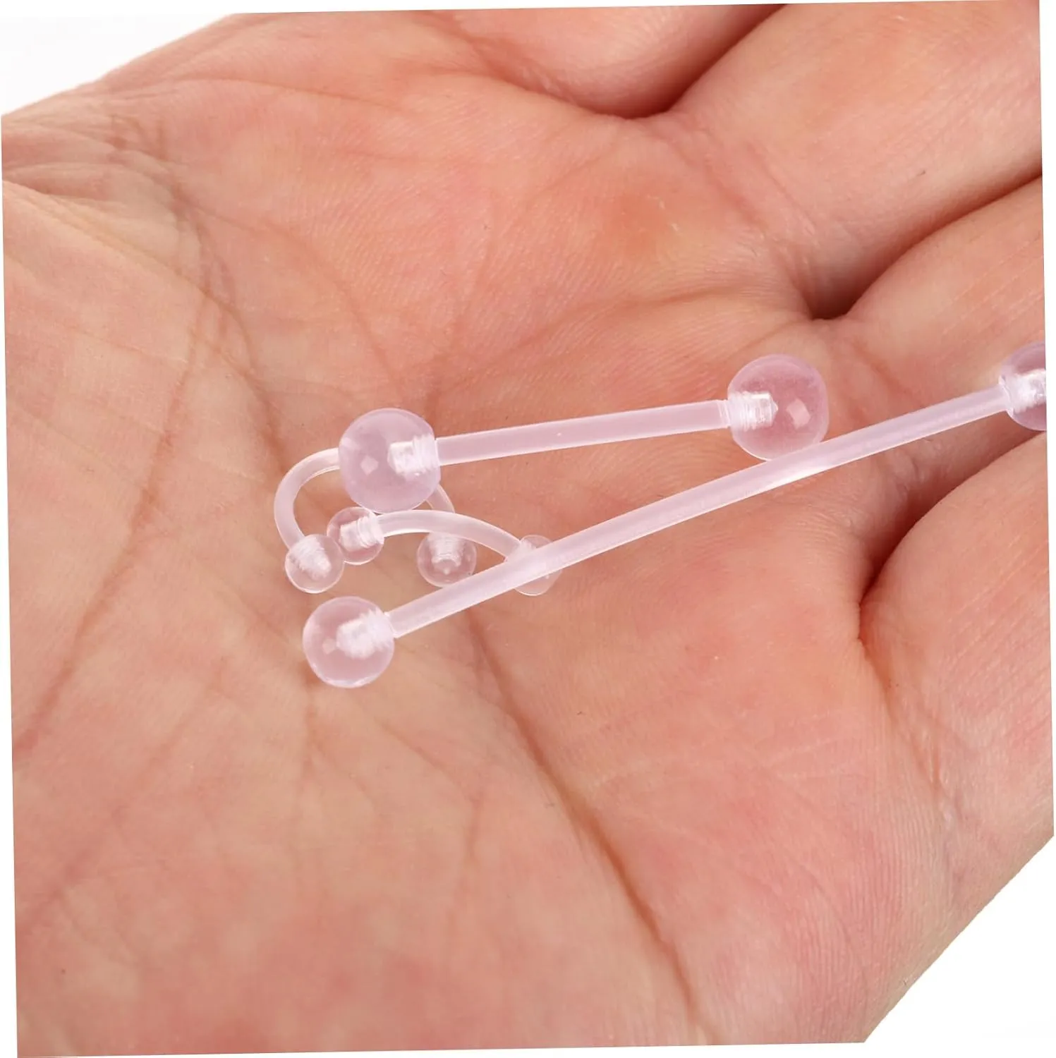 TENDYCOCO 48 Pcs Transparent Nose Studs Perforation Lip Nail Acrylic Miss