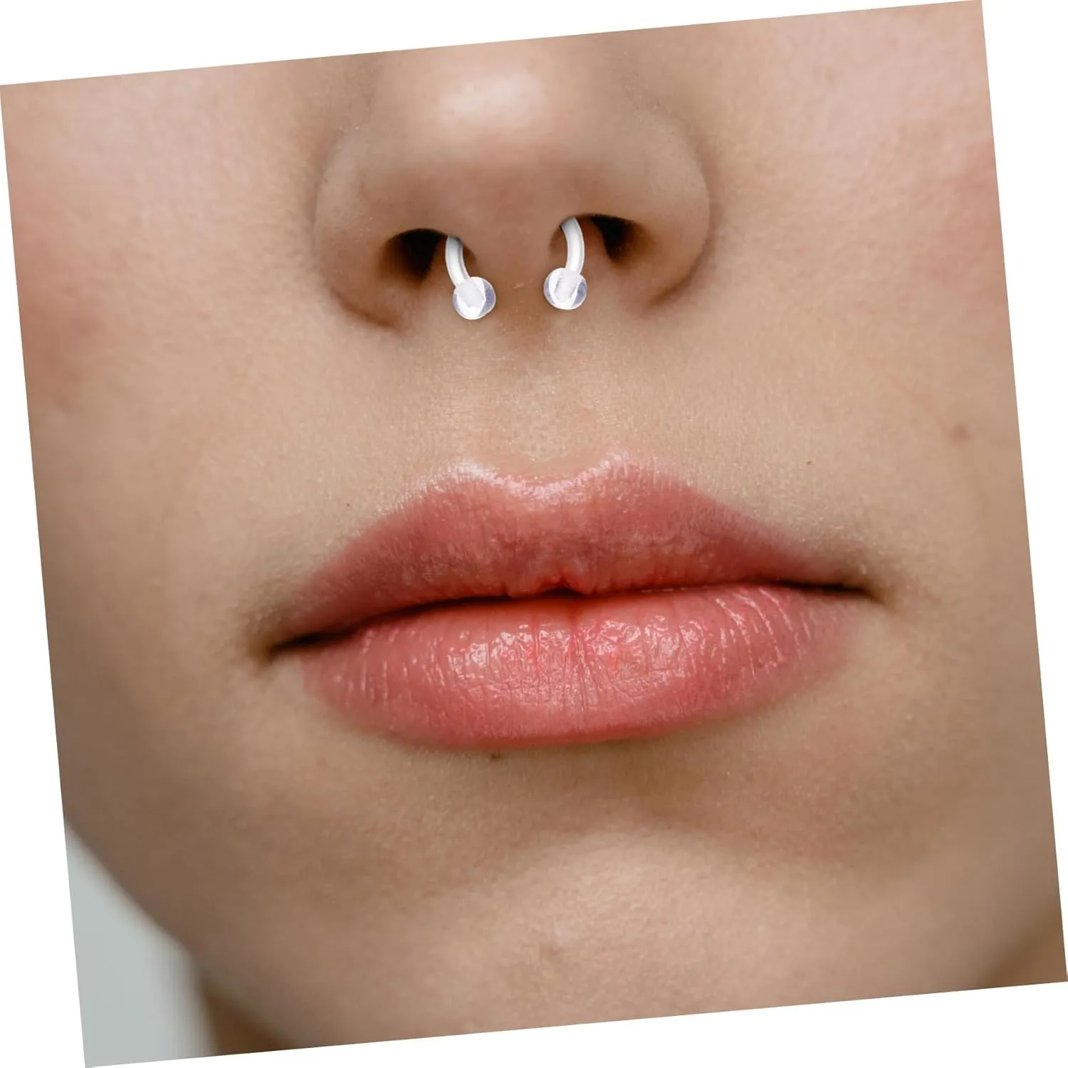 TENDYCOCO 48 Pcs Transparent Nose Studs Perforation Lip Nail Acrylic Miss