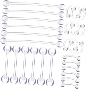 TENDYCOCO 48 Pcs Transparent Nose Studs Perforation Lip Nail Acrylic Miss