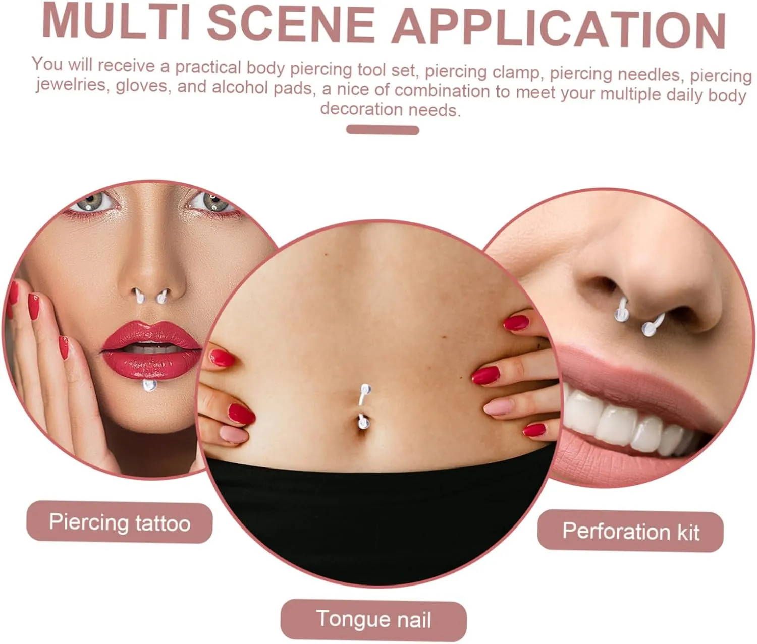 TENDYCOCO 48 Pcs Transparent Nose Studs Perforation Lip Nail Acrylic Miss